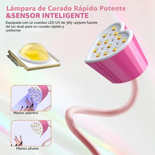 Vista 2 de BETE Mini lámpara de uñas UV, esmalte de uñas de gel de curación flash, lámpara de uñas LED UV plegable de 360° con sensor inteligente, USB portátil