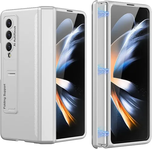 Vista 6 de Funda protectora para Samsung Galaxy Z Fold 4 5G con bisagra magnética con 3 modos de soporte ajustables, ultrafina de lujo, a prueba de golpes