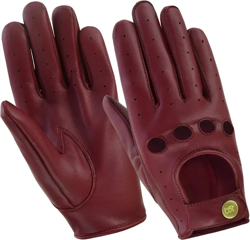 Vista 9 de Guantes de cuero para hombre, guantes de conducción de cuero para chofer, guantes de piel de cordero 100% auténtica, guantes de dedo completo