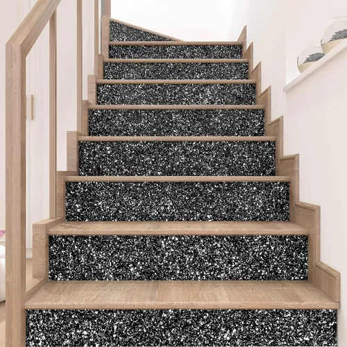 Vista 5 de Decotalk Papel tapiz con purpurina para despegar y pegar, papel de contacto con lentejuelas negras de 17.7 x 120 pulgadas, papel tapiz negro
