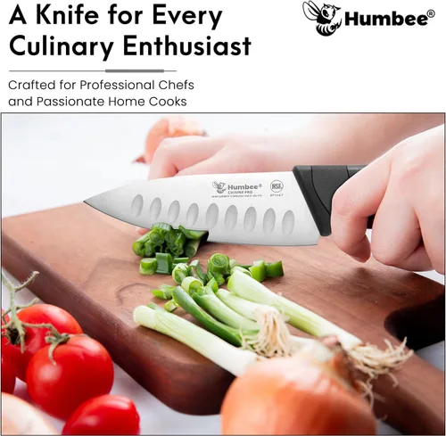 Vista 3 de Cuchillo de chef certificado NSF de 8 pulgadas, cuchillo de cocina de acero inoxidable de alto carbono con mango ergonómico codificado por