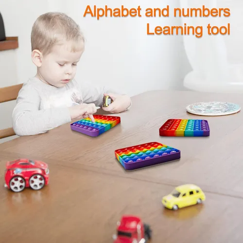 Vista 4 de Juguete Fidget Pop del Alfabeto Letras ABC Números Juguetes de Aprendizaje y Educativos Cuadrados Juguetes Sensoriales Tablero Popper Juegos Regalos