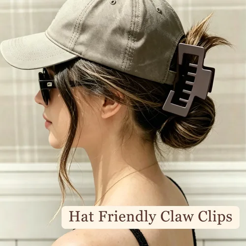 Vista 2 de Sunolga Pinzas de garra para gorras de béisbol, 4 pinzas para el cabello grandes para sombrero de camionero para mujer, pinzas antideslizantes