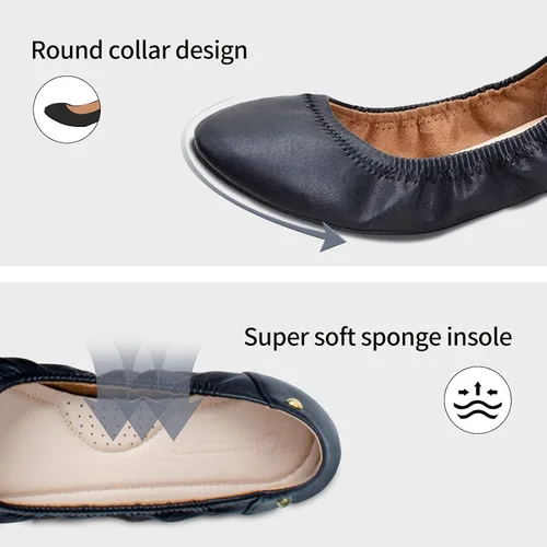 Vista 5 de Cicypumye Women's Flats Classic Ballet Shoes for Women Round Toe Ballerina Flats Faux Leather Foldable Flats for Women Dressy Comfort