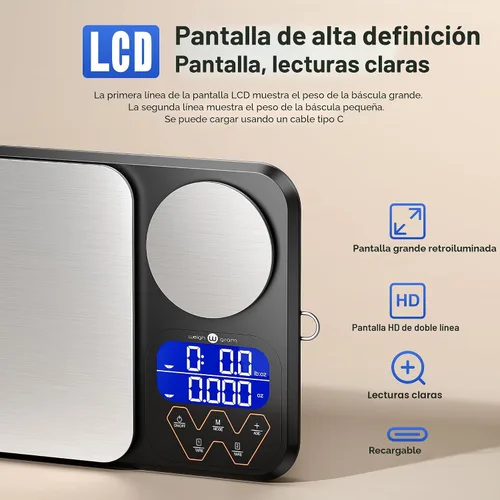 Vista 5 de Peso dual recargable de las básculas de la cocina de la comida