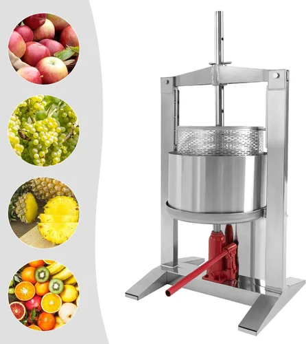 Vista 6 de Bacocoo - Prensa de frutas de acero inoxidable de grado comercial de 20L, exprimidor manual hidráulico de 3 toneladas, prensa de frutas para vino
