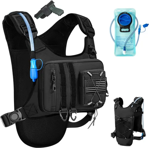 Vista 9 de Outdoor Hydration Vest for Running & Hiking, Lightweight Breathable Water Backpack with 2.0L Bladder, Bounce-Free Chest Pack for Marathon, Cycling