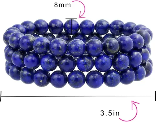 Vista 13 de Bling Jewelry Juego de 3 pulseras elásticas unisex apilables con cuentas redondas de 0.315 pulgadas para mujeres, adolescentes y hombres, multihebra