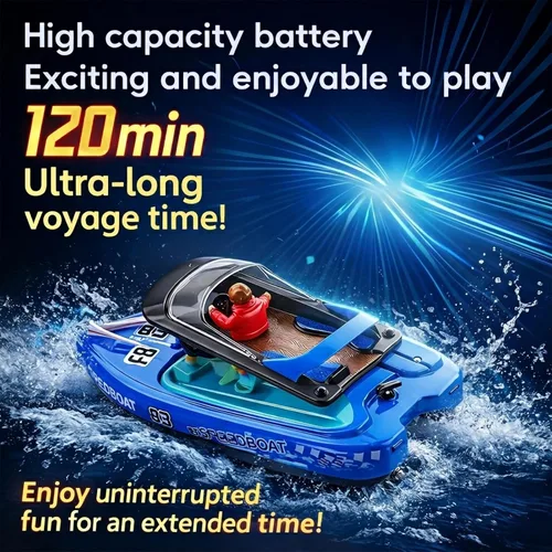 Vista 2 de ANTSIR Barco a control remoto para piscina y lago luces LED de 120 minutos