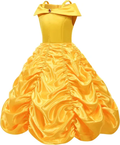 Vista 2 de ZALOORIY Disfraz de princesa de Bella para niñas, con accesorios