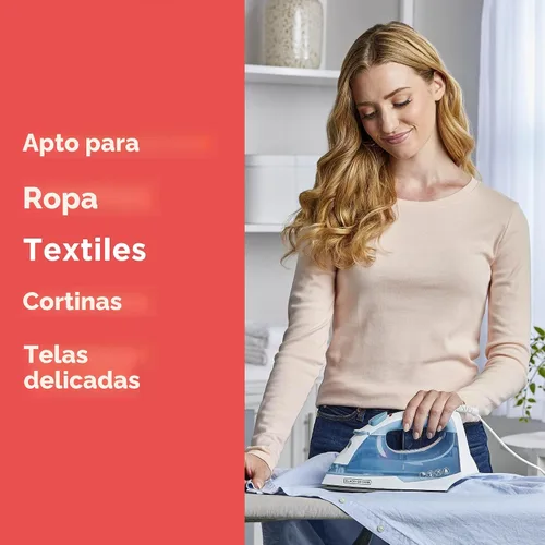 Vista 10 de BLACK+DECKER Plancha Compacta Easy Steam para Ropa, Apagado Automático, Placa Antiadherente, Ligera, 1200 Vatios (Paquete de 4)
