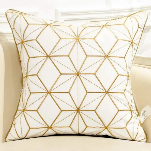 Vista 9 de Avigers - Fundas de cojín a rayas color azul marino y dorado, para sofá, sala, dormitorio y auto Blanco