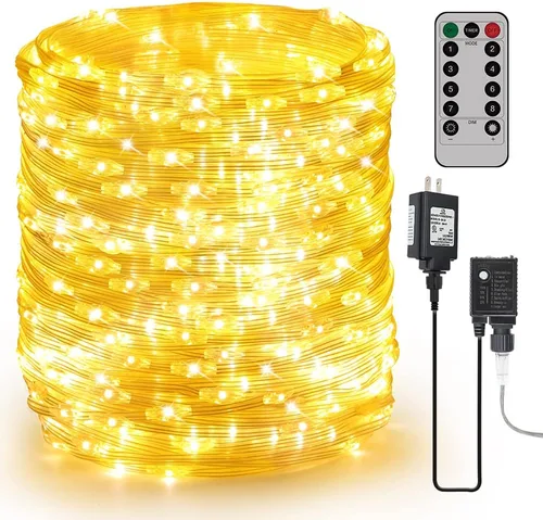 Vista 7 de Moobibear - Cadena de luces de hadas de 33 pies con 100 LED, impermeables, con enchufe y 8 modos de iluminación - Decoración para interiores
