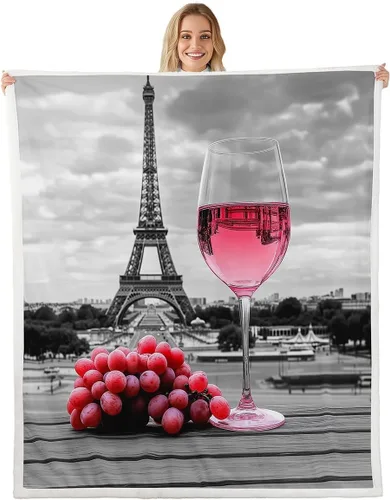 Vista 17 de Manta de franela champán para todas las estaciones, romántica manta de cama de vino tinto para decoración del hogar kawaii, manta de feliz día