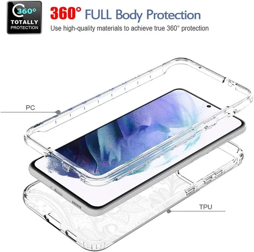 Vista 3 de Funda para Galaxy S21 Plus 5G, Samsung S21+ SM-G996U con protector de pantalla de vidrio templado, funda protectora de cuerpo completo