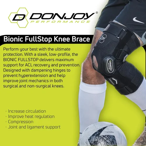 Vista 5 de DonJoy Performance Bionic rodillera de ACL de cierre completo - 4 puntos de apoyo con bisagras articuladas para protección de ligamentos, lesiones