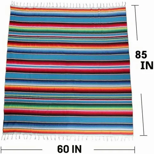 Vista 3 de AerWo Mantel mexicano de 60 x 85 pulgadas, manta de serape mexicano con borlas para decoración de fiesta de cinco de mayo, mantel rectangular tejido