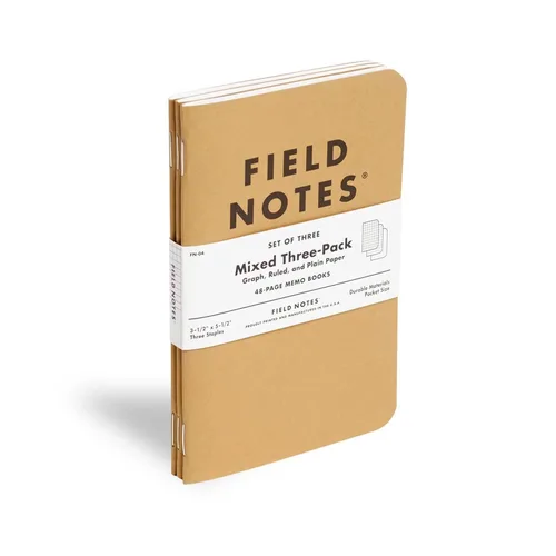 Vista 4 de Field Notes: Paquete Original de Kraft de 3 - Papel Mixto (1 Gráfico/Cuadrícula, 1 Rayado/Lineado, 1 Liso/Blanco) Cuadernos de Notas - Cuadernos