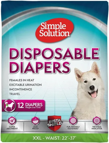 Vista 14 de Simple Solution Pañales desechables para perras, pañal a prueba de fugas para perros, entrenamiento para ir al baño, entrenamiento XS