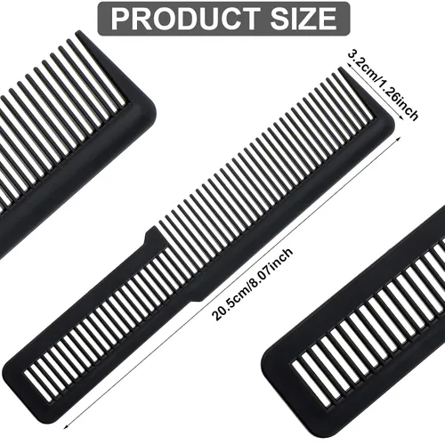 Vista 2 de Patelai Peine de corte de pelo de 10 piezas para peluquería de dientes finos para peluquería para peluquería en el hogar, peluquería (negro)