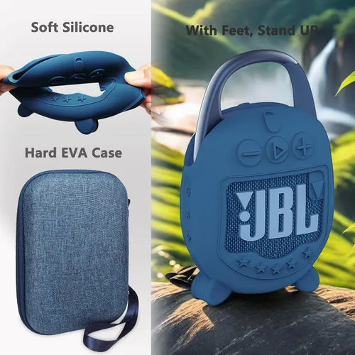 Vista 8 de Funda de silicona y funda rígida para altavoz Bluetooth JBL Clip 5 Azul