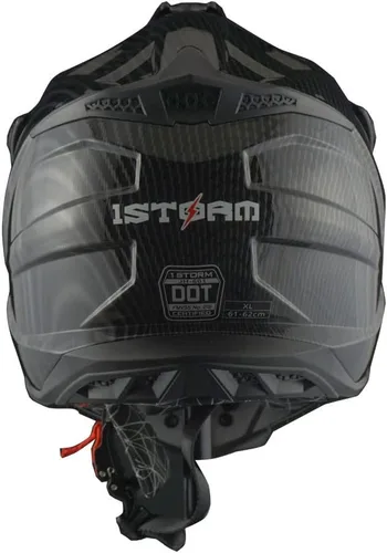 Vista 8 de 1Storm - Casco de motocross para adulto ATV Dirt Bike BMX MX, estilo pista de montaña JH601; paquete de casco de fibra de carbono negro, gafas