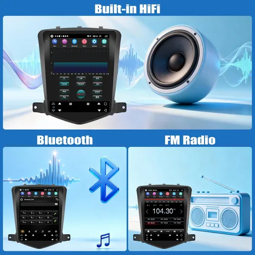 Vista 5 de Audio de alta fidelidad + ecualizador: Android 13 para Chevrolet Chevy Cruze J300 2009-2015 Radio estéreo para automóvil, 2G+64G 9.7 pulgadas