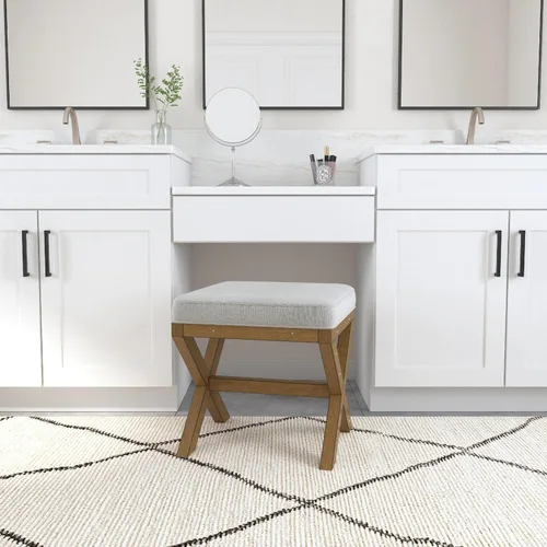 Vista 6 de Hillsdale Somerset - Taburete de madera sin respaldo para sala de maquillaje o baño, color madera oscura
