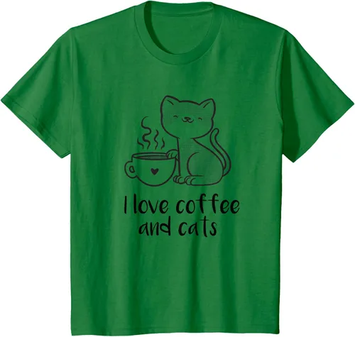 Vista 3 de I love coffee and cats Tazas de granos de café Camiseta de gato café, Blanco, S