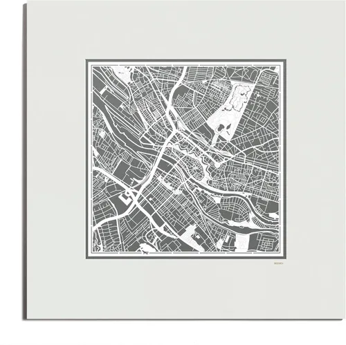 Vista 96 de O3 Design Studio Mapa de corte de papel de París, color negro mate, 20 x 20 pulgadas, arte en papel
