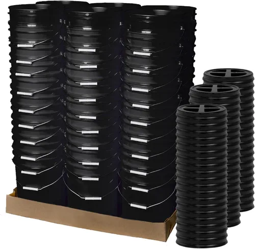 Vista 56 de ePackageSupply - Cubo de 5 galones, grado alimenticio, sin BPA, color negro y negro, 1 unidad Negro/Negro