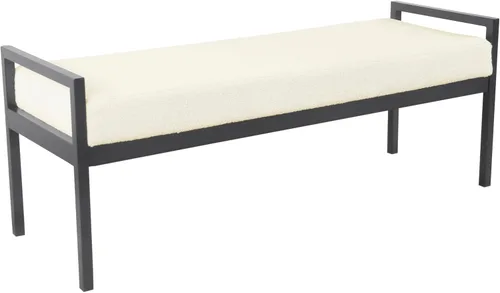 Vista 15 de HomePop Banco de metal moderno Banco para sala de estar y dormitorio Muebles decorativos para el hogar - Brown Boucle
