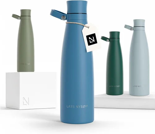 Vista 22 de LARS NYSØM Botella de agua aislada de acero inoxidable de 25 onzas, 34 onzas, frasco térmico aislado para bebidas calientes y frías, botella a Beige