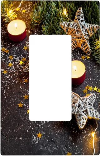 Vista 66 de Cubierta de interruptor de luz dúplex de 1 banda, cubierta decorativa de Navidad con copos de nieve rojos, placa frontal decorativa para cocina
