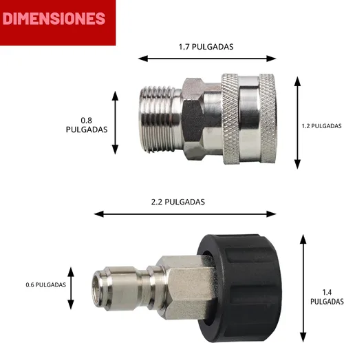 Vista 3 de LIULO TOOL - Juego de conexión rápida para lavadora a presión, kit de desconexión rápida de acero inoxidable, conector rápido rosca macho métrica