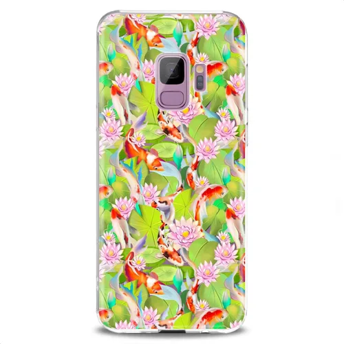 Vista 7 de Funda compatible con Samsung S23 S22 Plus S21 FE Ultra S20+ S10 Note 20 5G S10e S9 Lily Clear Flexible Waterlily Lotus Slim Fit Design Silicona Koi