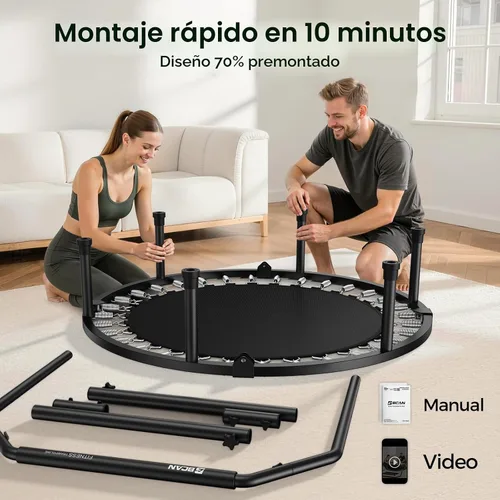 Vista 7 de BCAN SP3 40/48" Exercise Rebounder Trampoline for Adults, Handlebar, Indoor