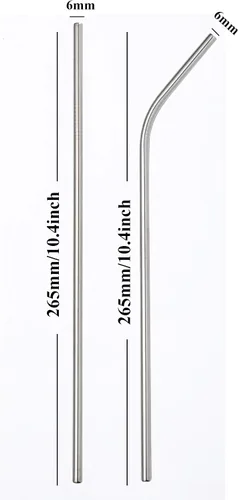 Vista 2 de Pajitas dobladas de metal reutilizables, paquete de 50 popotes a granel, de acero inoxidable de 10.5 pulgadas para vasos de 30 onzas y 20 onzas