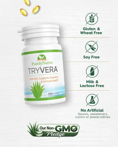 Vista 2 de Cápsulas blandas de aloe vera 100 mg por porción (2 cápsulas blandas), 100 unidades - Apoyo digestivo e inmunológico