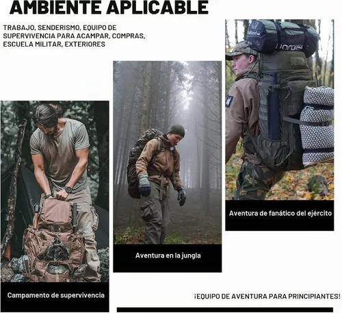 Vista 7 de Mardingtop 28L/35L mochilas tácticas Molle senderismo mochilas para acampar senderismo militar viajes motocicleta, Verde militar, 35 L