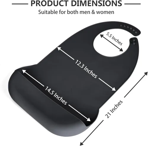 Vista 2 de Baberos para adultos Kinggrand Kitchen para hombres, mujeres, ancianos - Babero de silicona para adultos para comer - Baberos lavables con recogedor