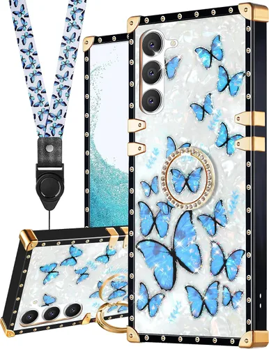 Vista 10 de Loheckle Funda para Samsung Galaxy Note 9 para mujer, diseño con soporte de anillo y cordón, elegante funda de lujo de abejas para Samsung Note 9 6.4