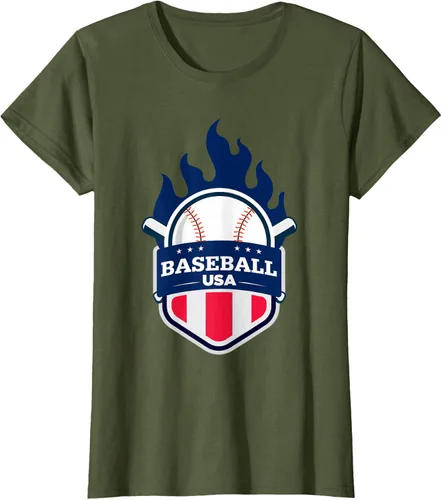 Vista 69 de Baseball USA Support the Team Shirt - Camiseta con la bandera de Estados Unidos, Blanco, S