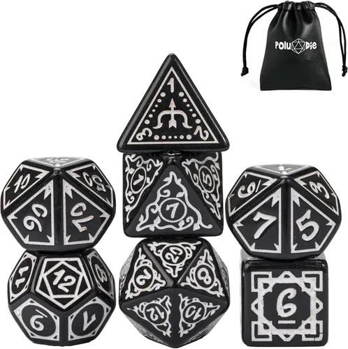 Vista 29 de Juego de 10 dados poliédricos DND (70 piezas) con 2 bolsas de cuero, juego de dados D&D para Calabozos y Dragones, juegos de mesa RPG