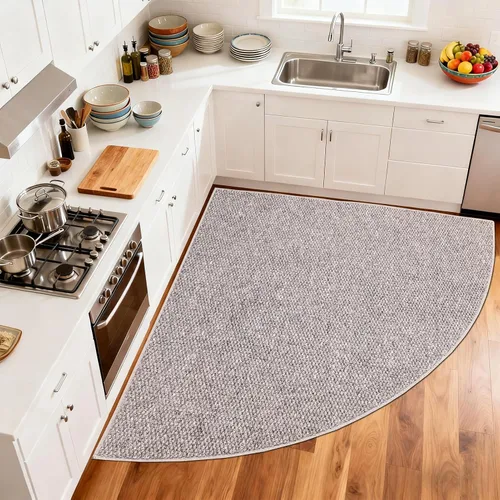 Vista 3 de Alfombra esquinera de cocina antideslizante, lavable, tapete circular de cocina para piso, alfombra de esquina para cocina, fregadero, lavandería