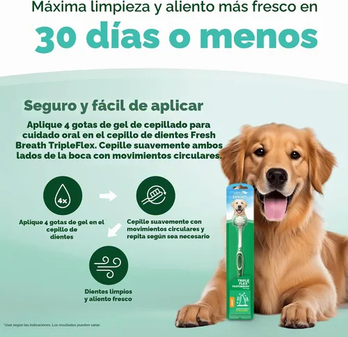 Vista 4 de TropiClean Fresh Breath TripleFlex Cepillo de dientes para perros grandes Uso con pasta de dientes o gel TropiClean Cepillo de dientes de 360