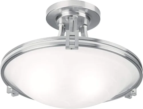 Vista 5 de Deco - Lámpara de techo semiempotrada con 2 luces de níquel cepillado de 16