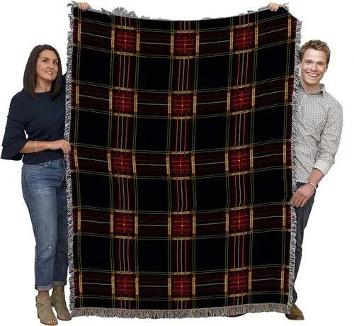 Vista 11 de Pure Country Weavers - Manta a cuadros Black Watch Tartan - Tapicería de regalo tejida con patrones, de algodón - Fabricada en Estados Unidos (72x54)