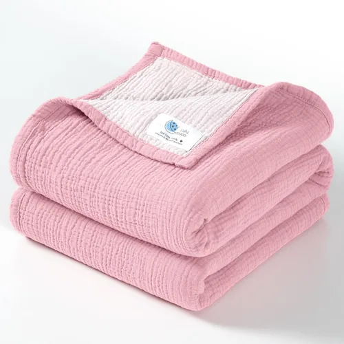 Vista 16 de lulumoon Manta de muselina neutra para bebé, ropa de cama de algodón transpirable para cuna para niños pequeños, 4 capas suaves y ligeras