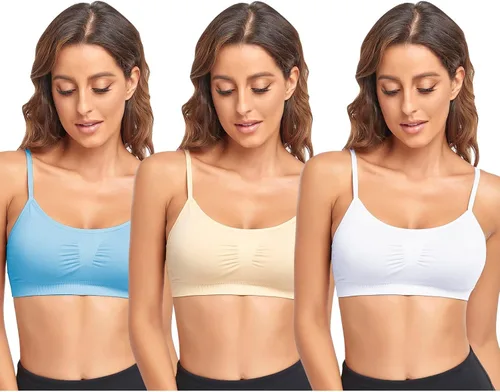 Vista 26 de Litthing Bralettes Padded for Women Cami Strap Bra Seamless Sportsbra Wireless Comfort Yoga Lightly T-Shirt Tank Tops